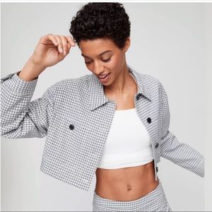 WILFRED ARITZIA Women’s Ourson Cropped Boxy Jacket in Black Gingham Check XXS